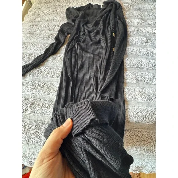 Free People long black ribbed cardigan - Picture 7 of 8